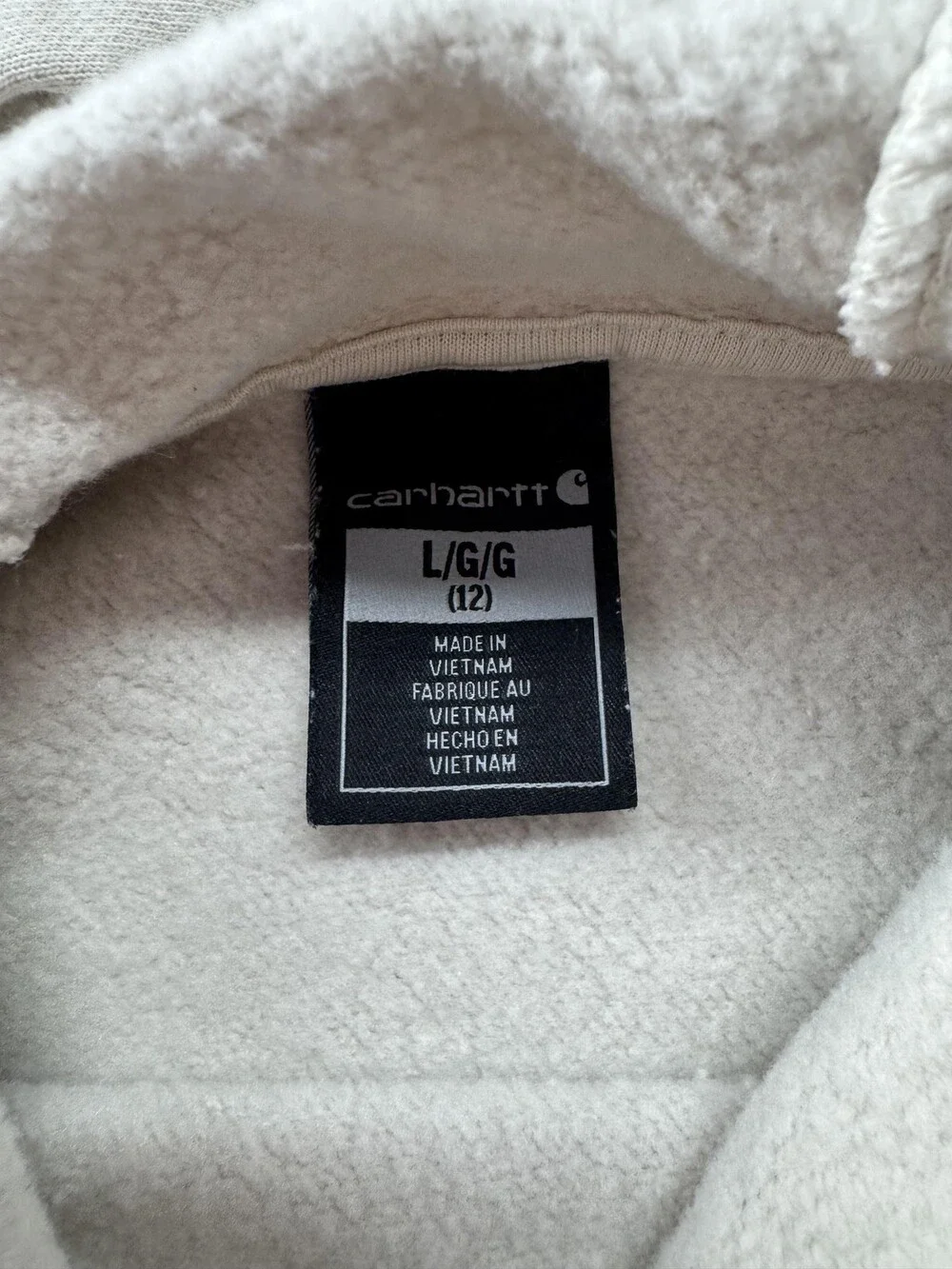Carhartt Hoodie Sweatshirt Kids 12 White Fleece Graphic Pullover Kangaroo Pocket